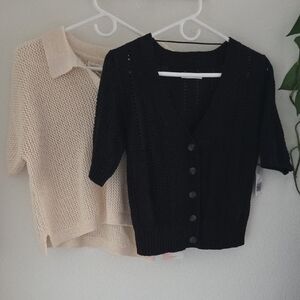 Sonoma Black and Cream Women's Cardigan Set